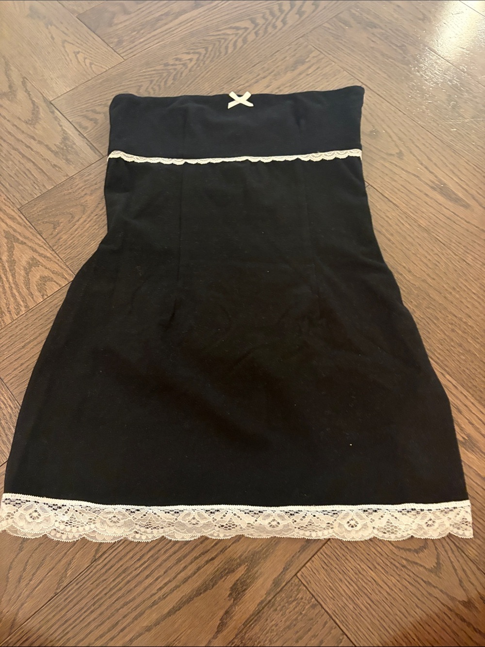 Edikted strapless black dress with lace trim -worn once